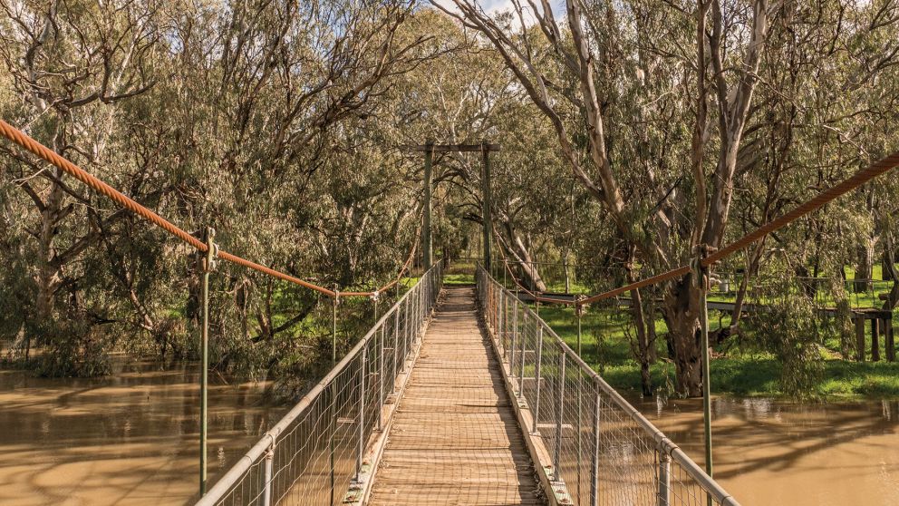 The Swing Bridge over the Lachlan River in Hillston, Riverina, NSW